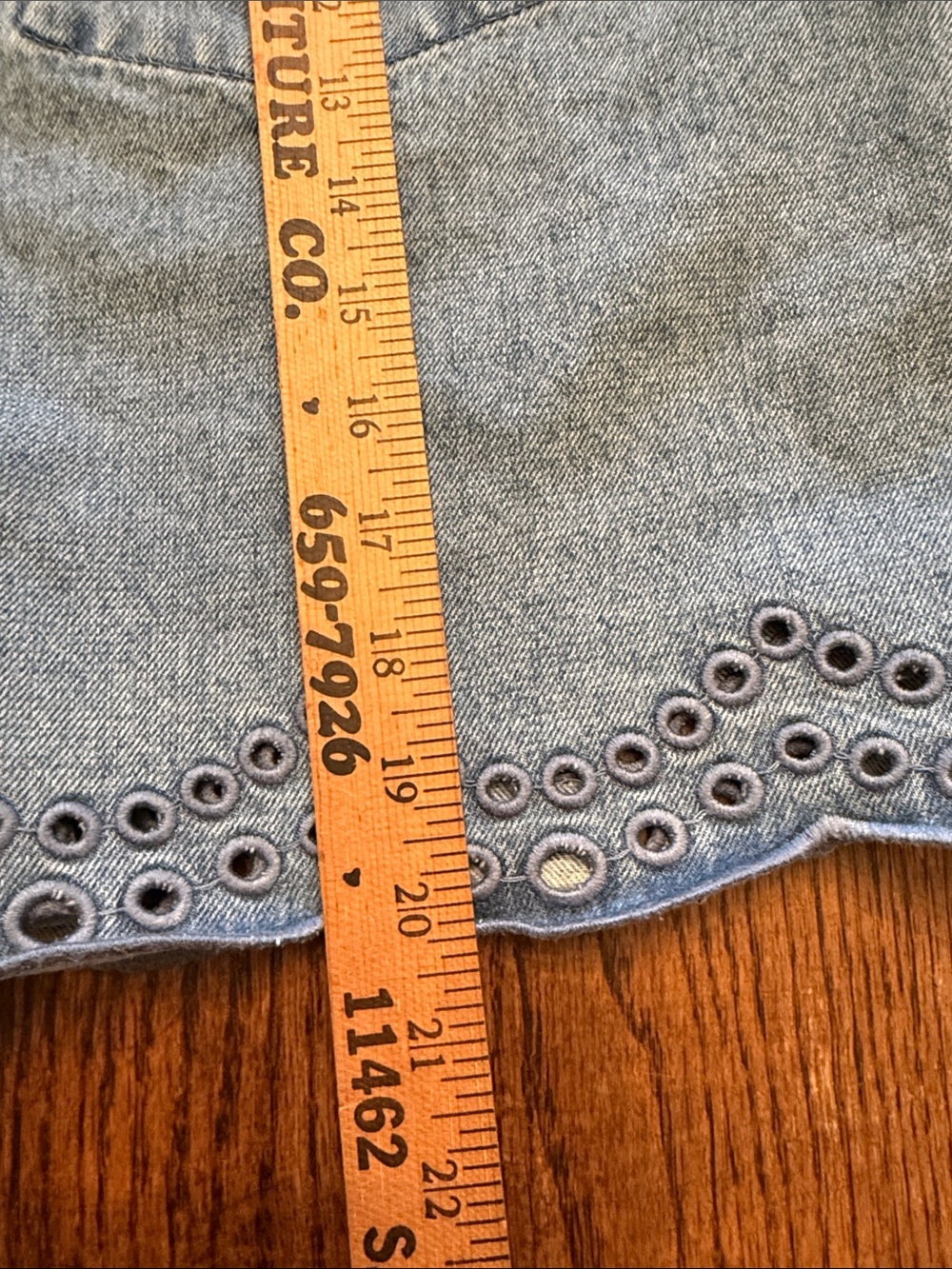 Jean Jacket XL cropped Oversized Scalloped Snap Front Shacket Light - Picture 10 of 10